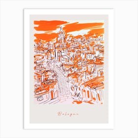 Bologna Italy Orange Drawing Poster Art Print