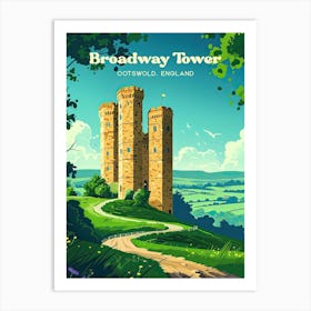 Broadway Tower Cotswold England Historical Digital Travel Illustration Art Print