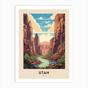 Zion Narrows Usa 2 Vintage Hiking Travel Poster Art Print