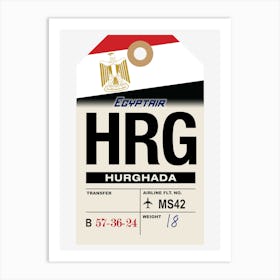 Hurgada (HRG) Egypt Vintage Airline Luggage Tag Art Print