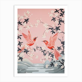 Vintage Japanese Inspired Bird Print Finch 2 Art Print