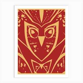 Abstract Owl Brown Two Tone 1 Art Print