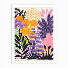 Colourful Botanical Risograph Style 15 Art Print