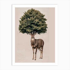 Deer With Tree On Head Art Print