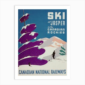 Ski At Jasper Canada Vintage Ski Poster Art Print