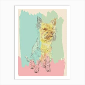 Pastel Terrier Dog Pastel Line Watercolour Illustration  2 Art Print