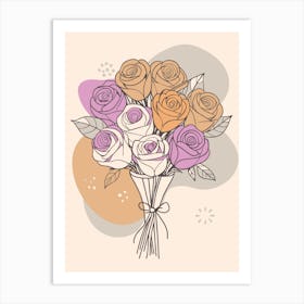 Bouquet Of Roses Minimalistic Style 1 Art Print