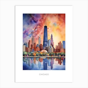 Chicago Watercolour Travel Poster 5 Art Print