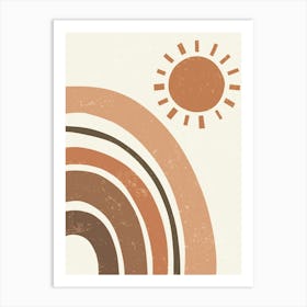 Sun Abstract Curves Earth Tones Art Print