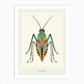 Colourful Insect Illustration Katydid 7 Poster Art Print