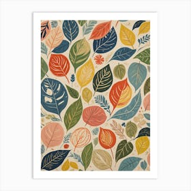 Colourful Leaf Medley Art Print