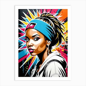 Graffiti Mural Of Beautiful Hip Hop Girl 4 Art Print