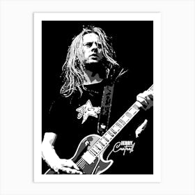 Jerry Cantrell American Guitarist Legend in Grayscale Art Print