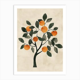 Orange Tree Minimal Japandi Illustration 3 Art Print