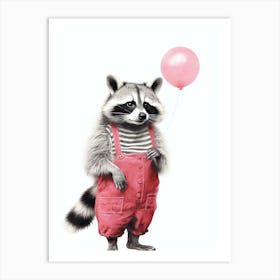 Raccoon With Pink Balloon 3 Art Print