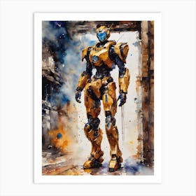 Cyber Bot In Mission Art Print