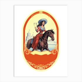 1950w Vintage Cowgirl Label 1 Art Print