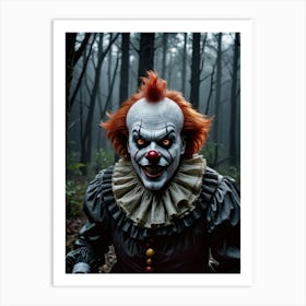 The Harbinger Clown in the Woods Spooky Clown Art Print