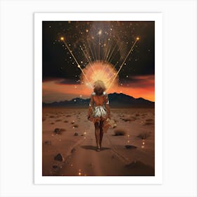 Woman roaming a cosmic desert 6 Art Print