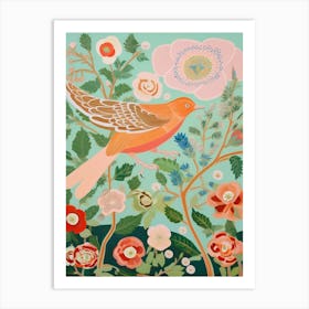 Maximalist Bird Painting Robin 1 Art Print