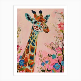 Floral Animal Painting Giraffe 3 Art Print