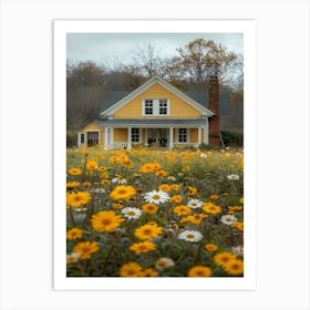 Yellow House In A Field Art Print