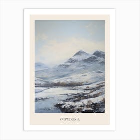 Vintage Winter Painting Poster Snowdonia National Park United Kingdom 1 Art Print