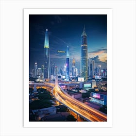 Bangkok Cityscape Of The Future Skyline Punctuated By Towering Skyscrapers Where Technology Gracef (3) Art Print