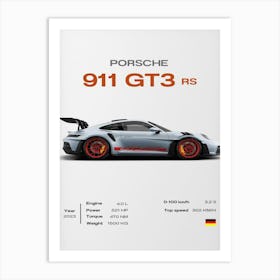 Porsche 911 Gt3 Rs Car Art Print