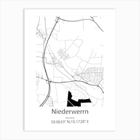 Niederwerrn,Germany Minimalist Map Art Print