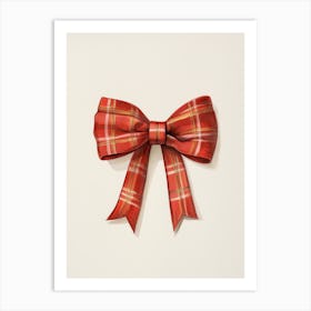 Red Tartan Bow 2 Art Print