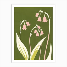 Pink & Green Lily Of The Valley Art Print