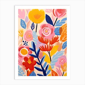 Matisse Style Chromatic Petals; Vibrant Beauty Flowers Art Print