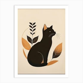 black cat mininalist portrait 22 Art Print