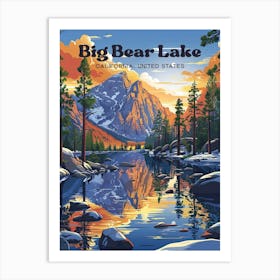 Big Bear Lake California Ski Resort Travel Art Illustration Art Print