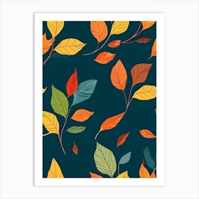 Autumn Leaves Seamless Pattern 11 Art Print