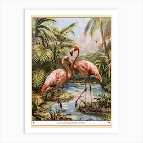 Greater Flamingo Southern Europe Spain Tropical Illustration 4 Poster Art Print