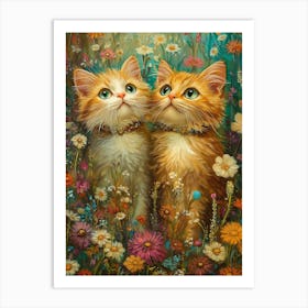 Two Kittens In The Meadow Art Print