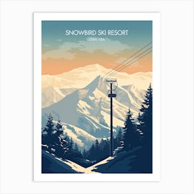 Poster Of Snowbird Ski Resort   Utah, Usa, Ski Resort Illustration 0 Art Print