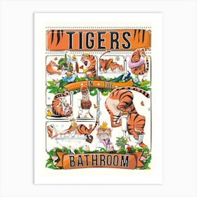 Tigers In The Bathroom Art Print