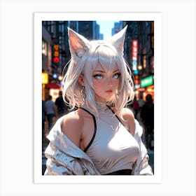 Anime Girl With Cat Ears 12 Art Print