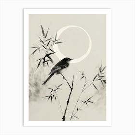 Bird Perched On Bamboo 1 Art Print