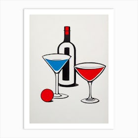 Bubblegum MCocktail Poster artini Picasso Line Drawing Cocktail Poster Art Print