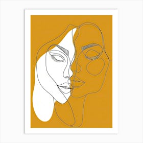 Abstract Women Yellow Faces 1 Art Print