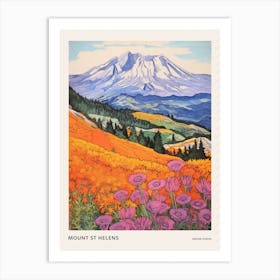 Mount St Helens United States 6 Colourful Mountain Illustration Poster Art Print