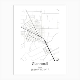 Giannouli,Greece Minimalist Map Art Print