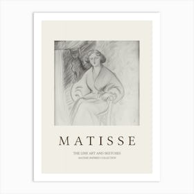 Line Art Of Woman And Black Cat Matisse Inspired Art Print