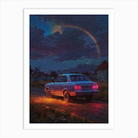 Rainbow Over A Car Art Print