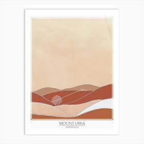 Mount Ossa Australia Color Line Drawing 7 Poster Art Print