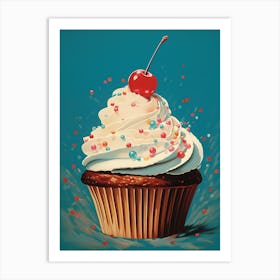 Cupcake With Sprinkles Vintage Cookbook Style 2 Art Print